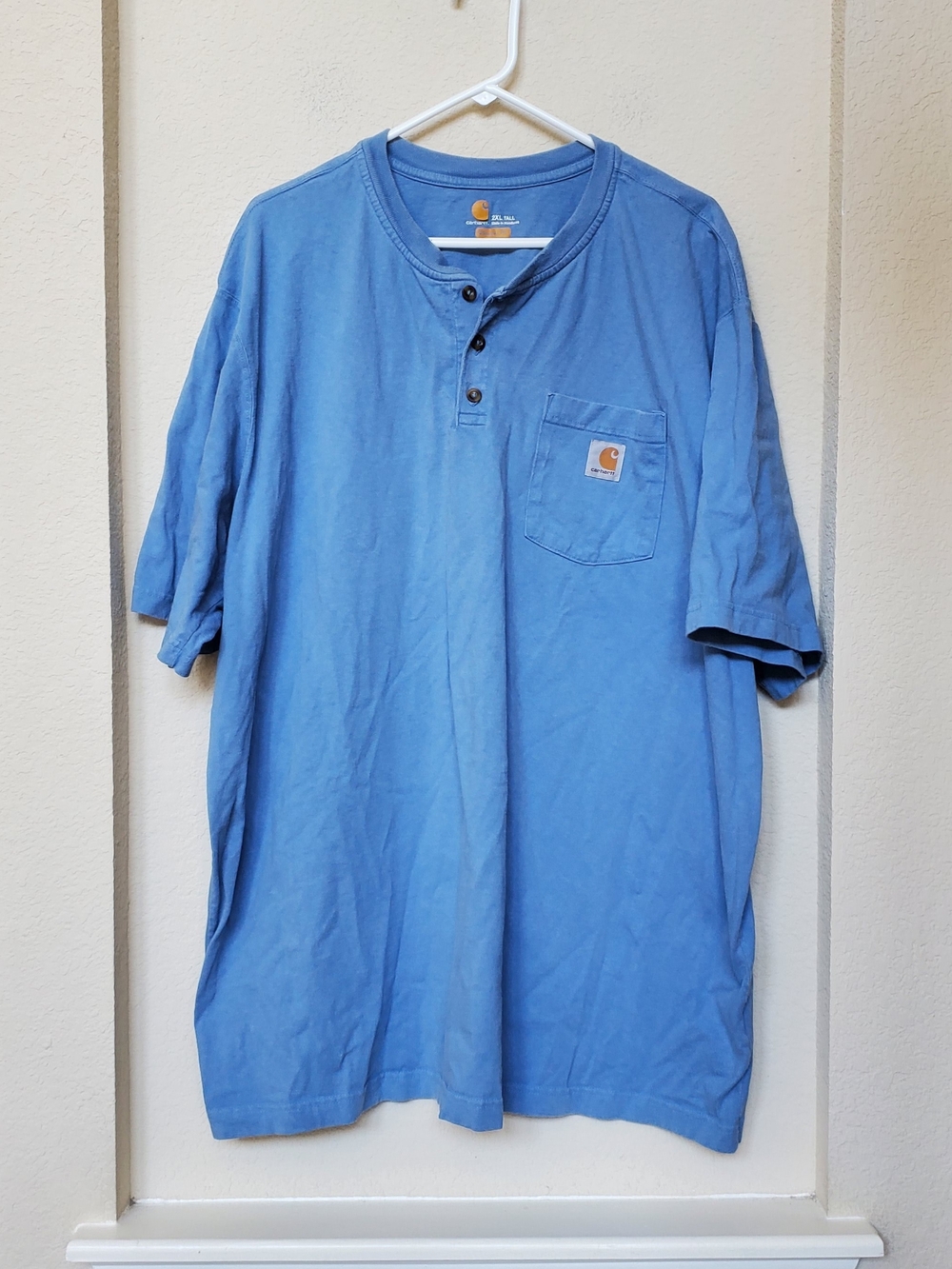 Carhartt Light Blue Short-Sleeve Henley Pocket Tee. Size 2xl Tall